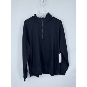 NWT Boody Unisex Quarter Zip Sweater Unisex Large Black Classic Kangaroo Pocket